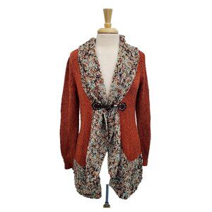 Ponsesa Cardigan Sweater Womens Size M Toggle‎ Button Rust Color Fall Boho Fairy
